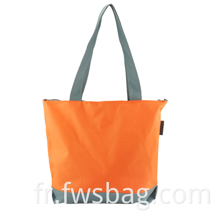 Sortie commerciale personnalisée Promotionnel 600D Polyester Canvas Tote Sac fourre-tout à fermeture éclair à deux tons avec logo imprimé personnalisé